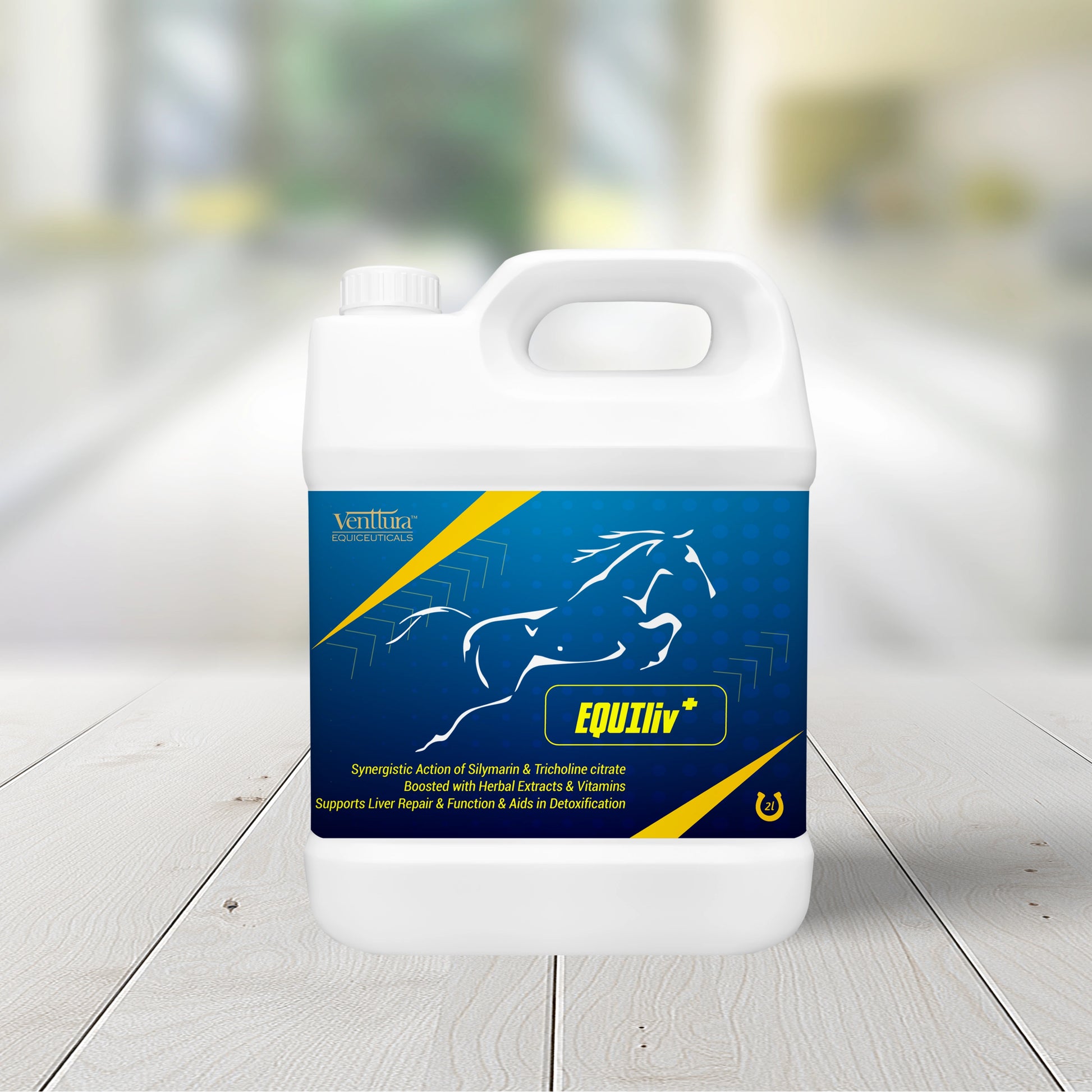 EQUIliv+ supplement for horses by Venttura Biocueticals, a comprehensive liver support formula designed to aid liver repair, detoxification, and digestive health.