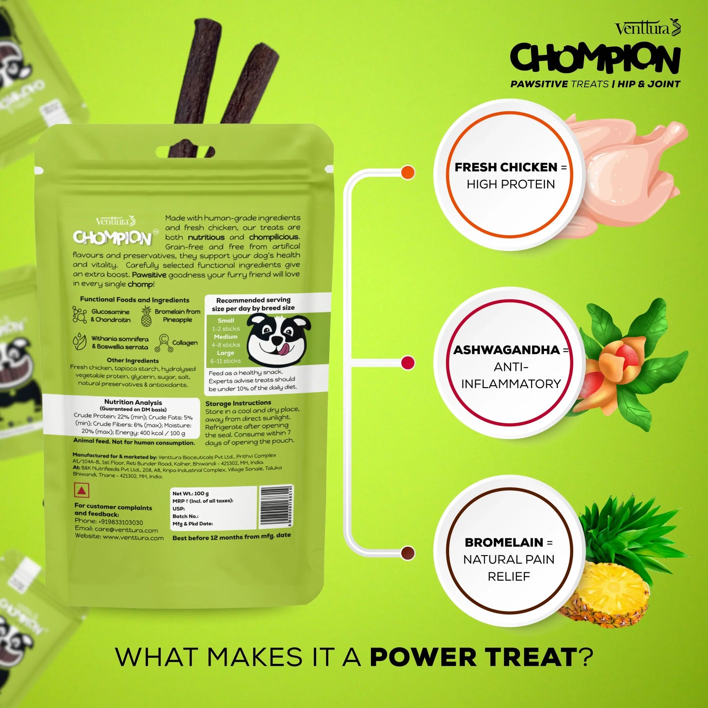 Venttura Chompion Pawsitive Treats for Dogs – Hip & Joint