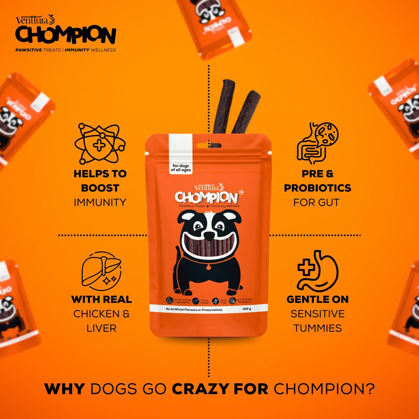 Venttura Chompion Pawsitive Treats for Dogs – Immunity Wellness