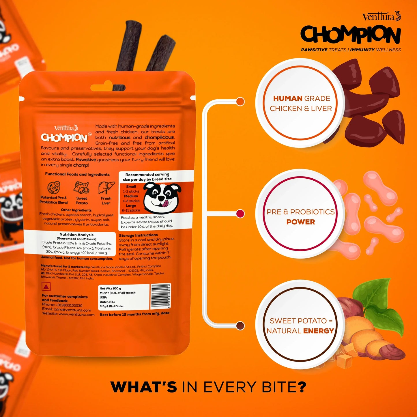Venttura Chompion Pawsitive Treats for Dogs – Immunity Wellness