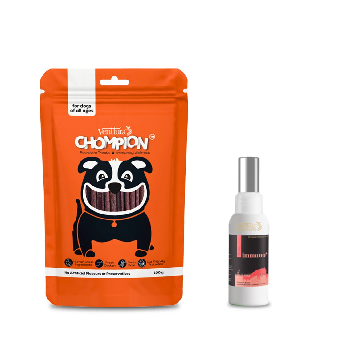 Immunity & Wellness Combo for Dogs – Immuno+ Supplement & Chompion Treats For Immunity & Wellness