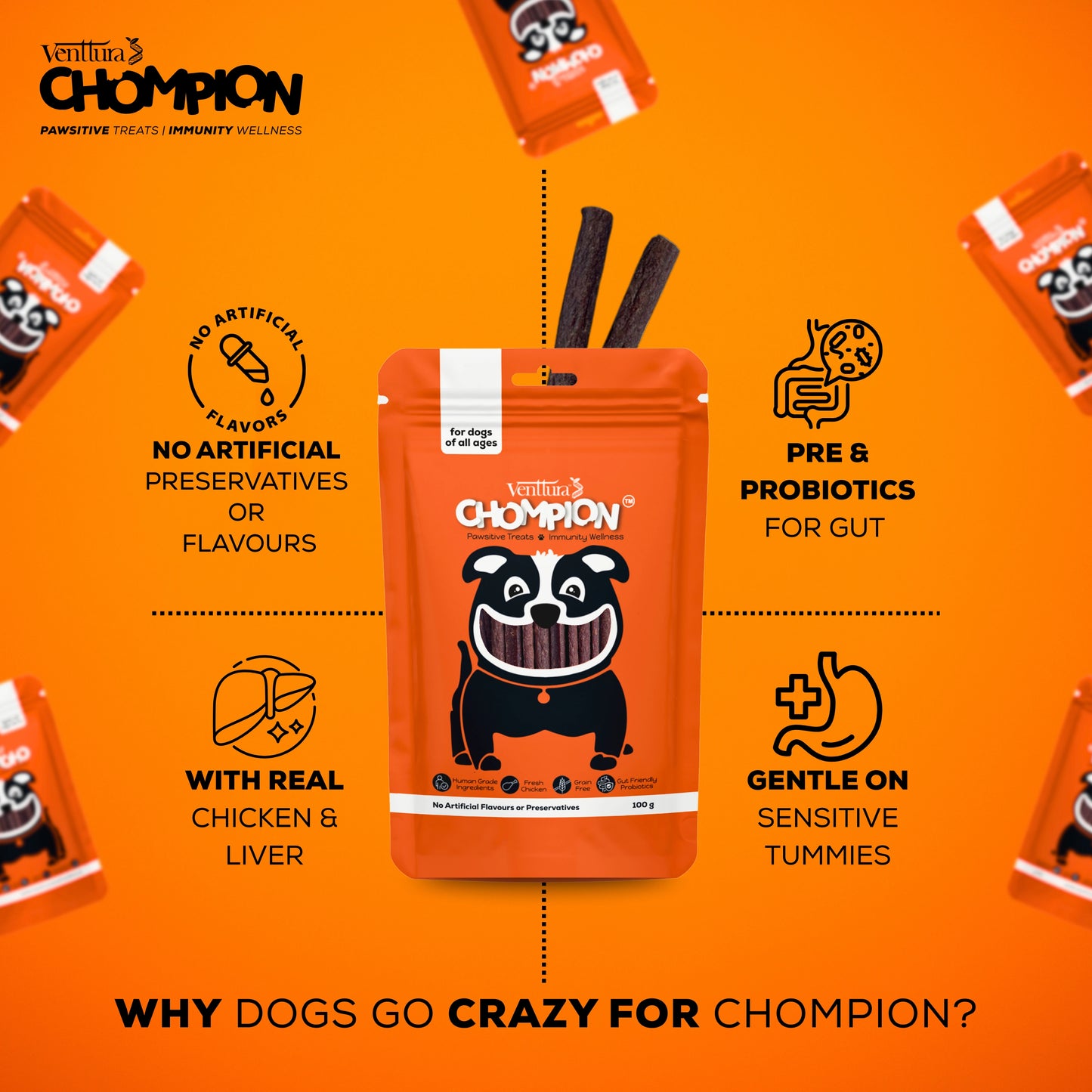 Venttura Chompion Pawsitive Treats for Dogs – Immunity Wellness